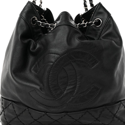 Chanel Calfskin Drawstring CC Bucket Bag Black 7 of 14