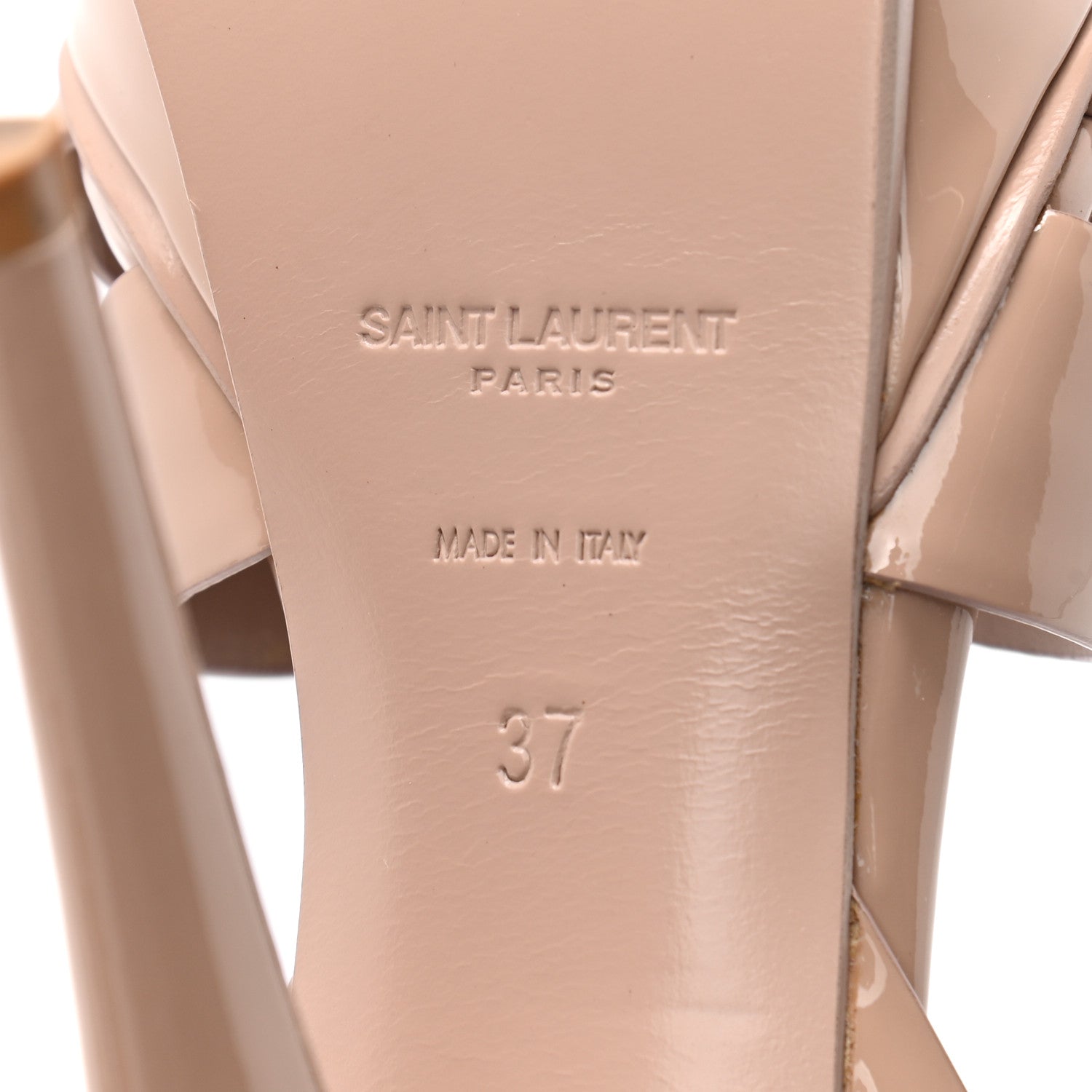 Saint Laurent Patent Tribute 105 Platform Sandals 37 Nude Powder 12 of 25