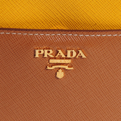 Prada Saffiano Bi-Color Wristlet Clutch Caramel Mimosa 5 of 8