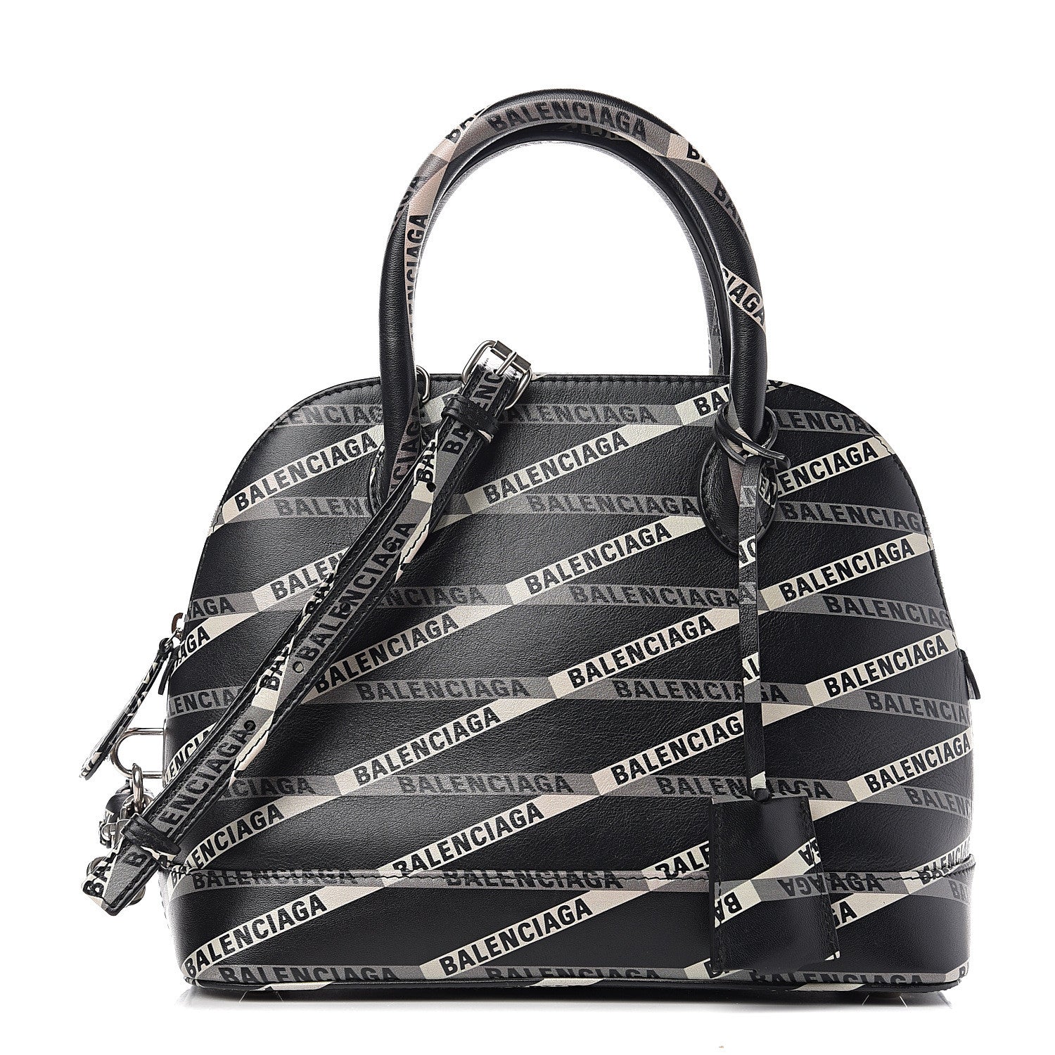 Balenciaga Calfskin Losange Monogram S Ville Top Handle Bag Black Grey 1 of 11