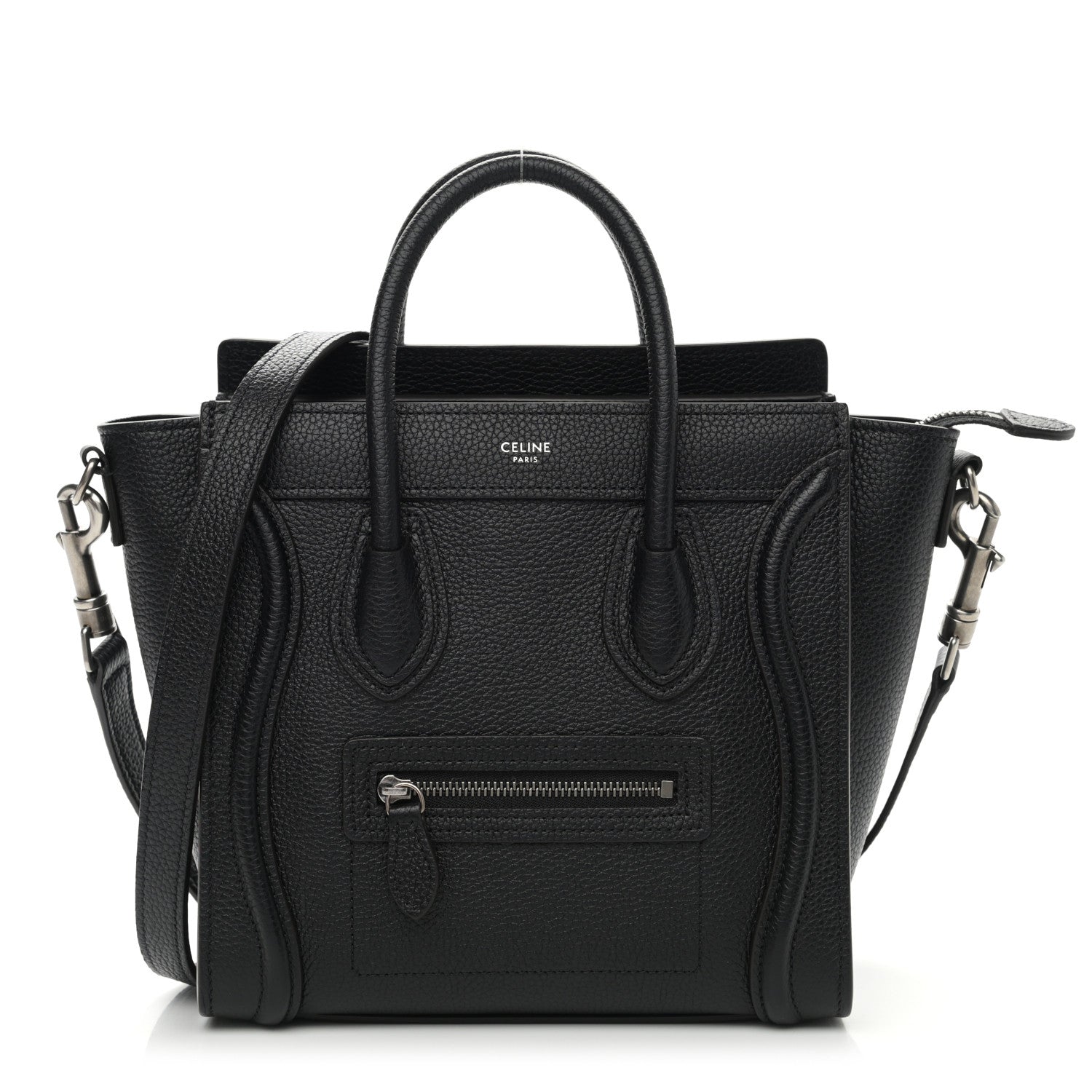 Celine Drummed Calfskin Nano Luggage Black 1 of 11