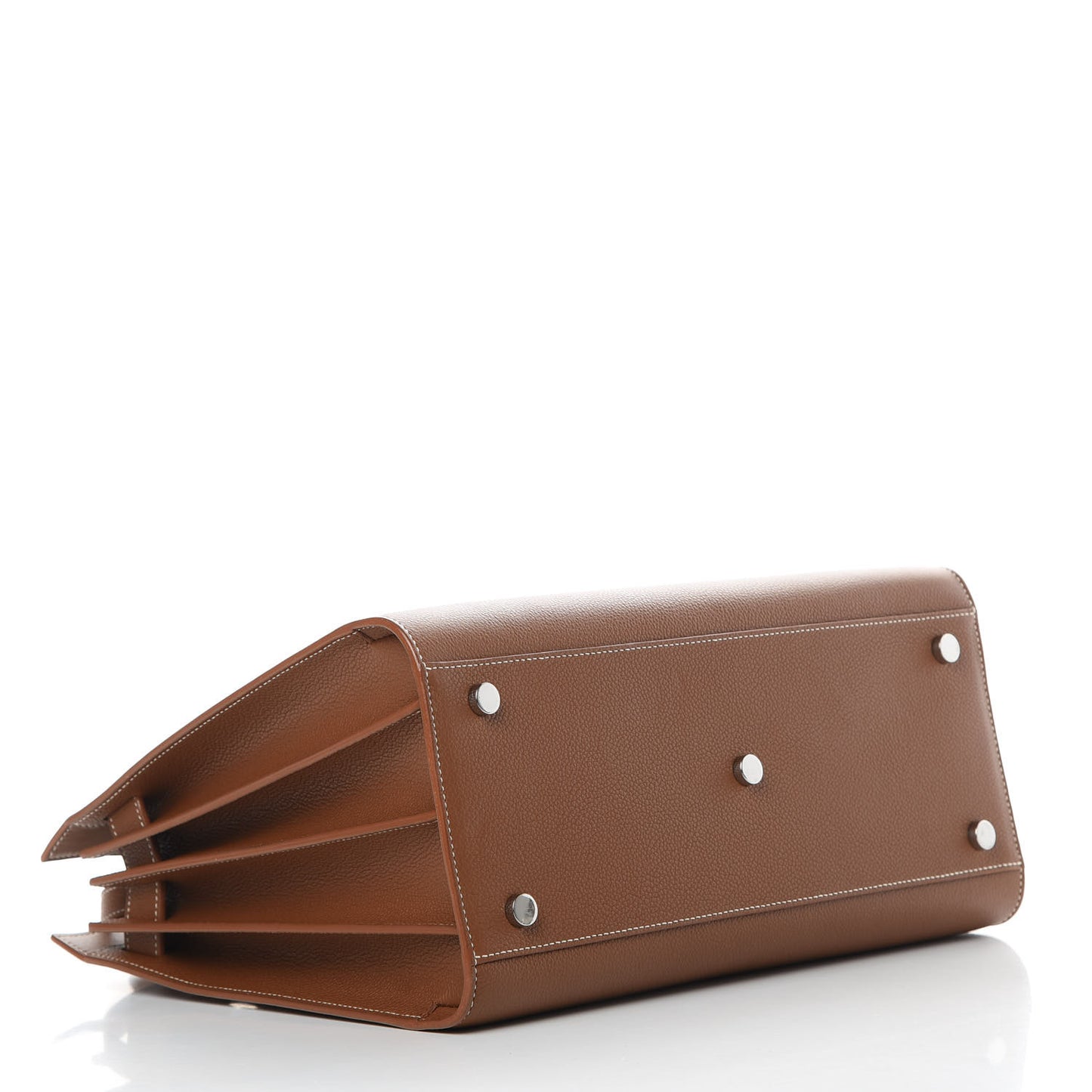 Grained Calfskin Topstitch Small Sac De Jour Cognac