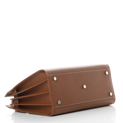 Saint Laurent Grained Calfskin Topstitch Small Sac De Jour Cognac 4 of 11