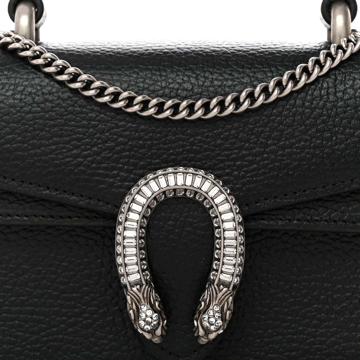 Dollar Calfskin Crystal Mini Dionysus Top Handle Bag Black Crystal