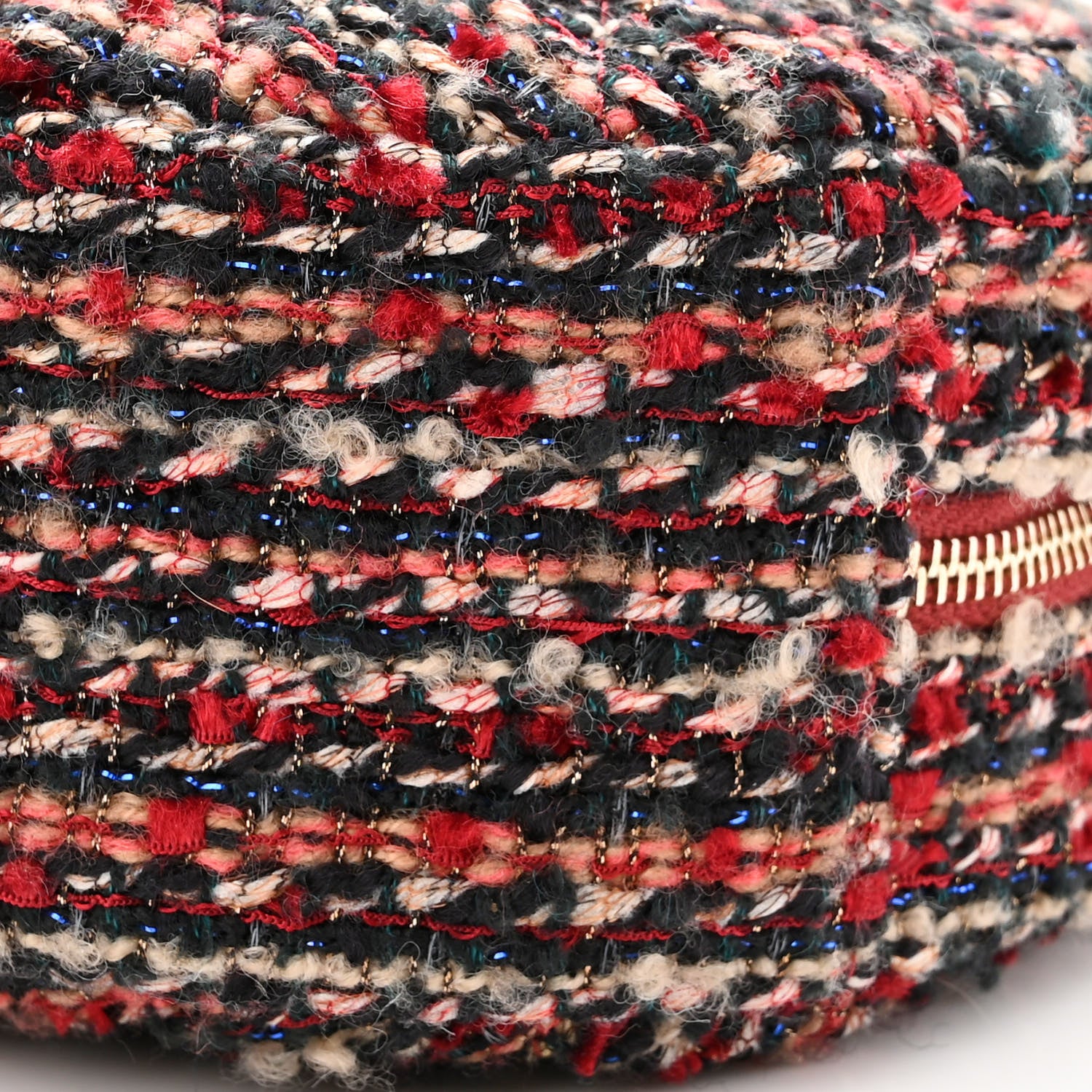 Chanel Tweed Quilted Round Clutch With Chain Red 10 of 10