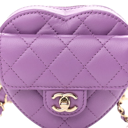 Chanel Lambskin Quilted CC In Love Heart Waist Belt Bag With Chain Purple 8 of 11