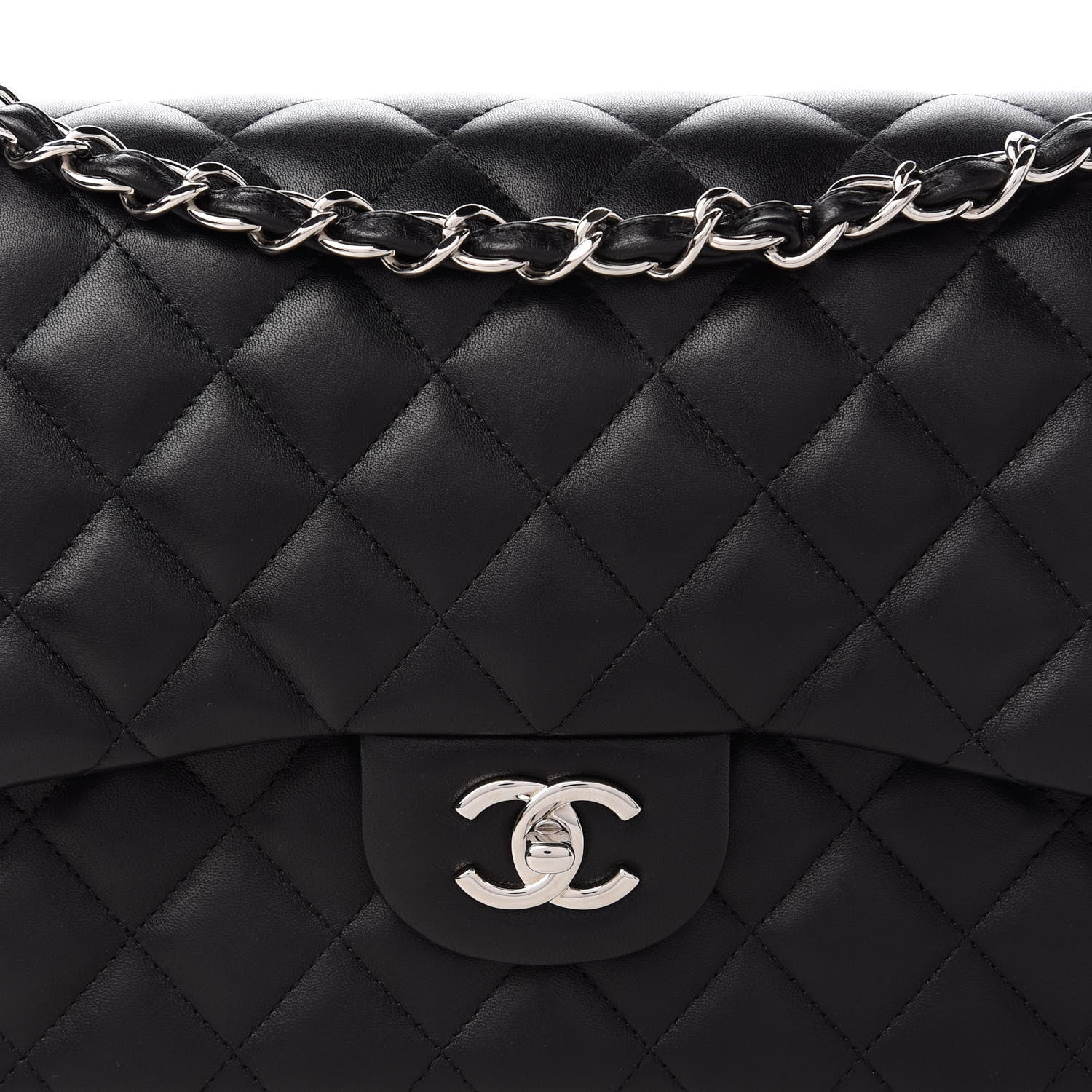Chanel Lambskin Quilted Jumbo Double Flap Black 10 of 12