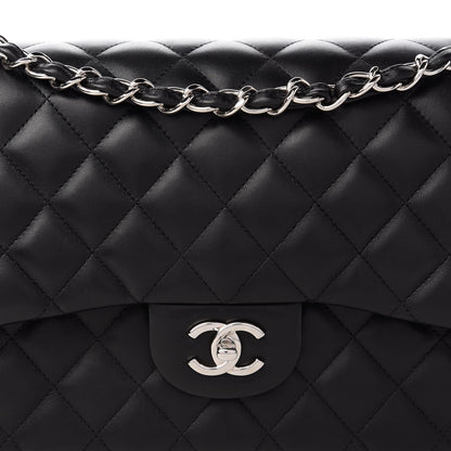 Chanel Lambskin Quilted Jumbo Double Flap Black 10 of 12
