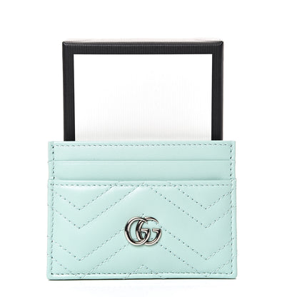 Gucci Calfskin Matelasse GG Marmont Card Holder Water Green 6 of 6