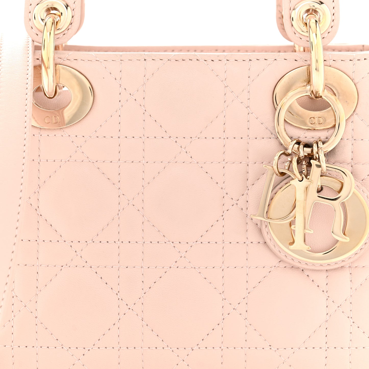 Lambskin Cannage Mini Lady Dior Rose Poudre