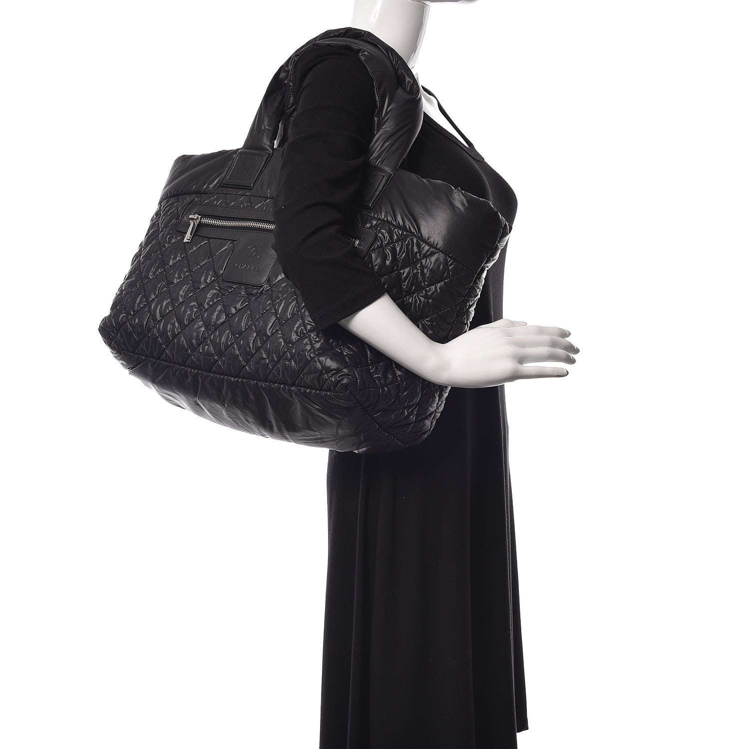 Chanel Nylon Quilted Large Coco Cocoon Tote Black 2 of 9