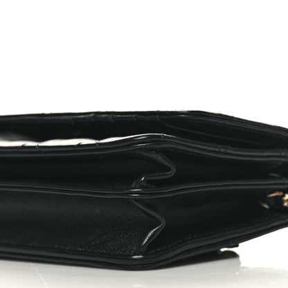 Chanel Lambskin Quilted Mini Camellia Bow Wallet On Chain WOC Black 10 of 11