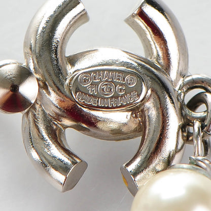 Chanel Enamel Crystal Pearl CC Earrings Silver 4 of 5