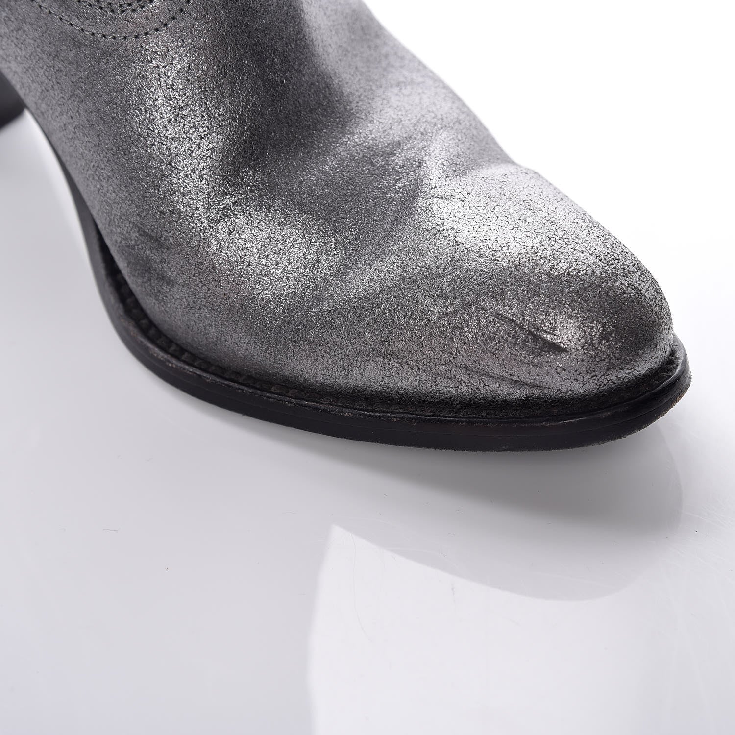 Saint Laurent Metallic Suede Curtis Ankle Boots 39 Dark Silver 14 of 22