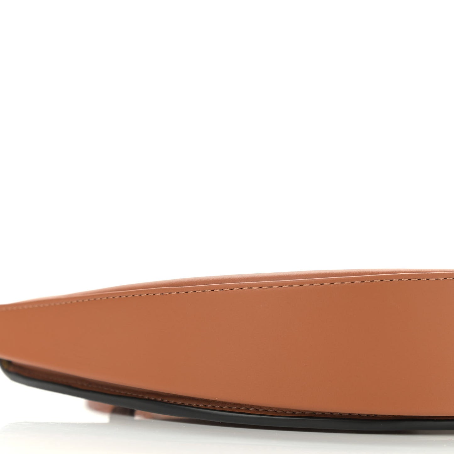 Buffed Calfskin Logo Embossed Small Heel Pouch Tan