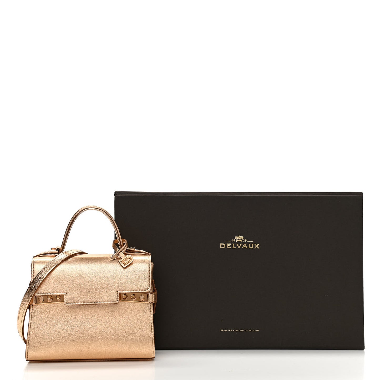 Metallic Calfskin Micro Tempete Satchel Or Rose