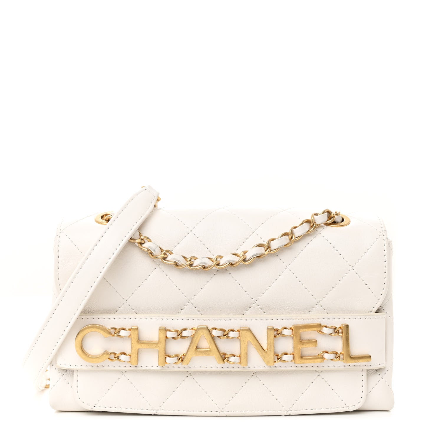 Chanel Calfskin Quilted Small Enchained Flap White 1 of 12