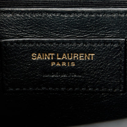 Saint Laurent Grain De Poudre Textured Mixed Matelasse Triquilt Medium Monogram Satchel Black 6 of 12