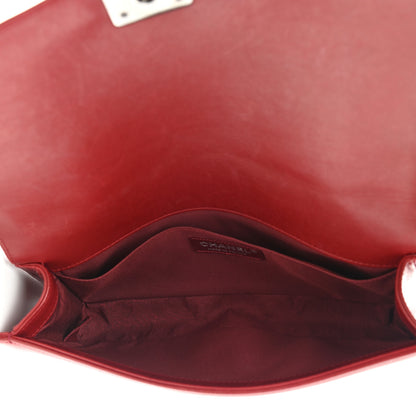 Chanel Lambskin Quilted Boy Flap Clutch Red 5 of 8