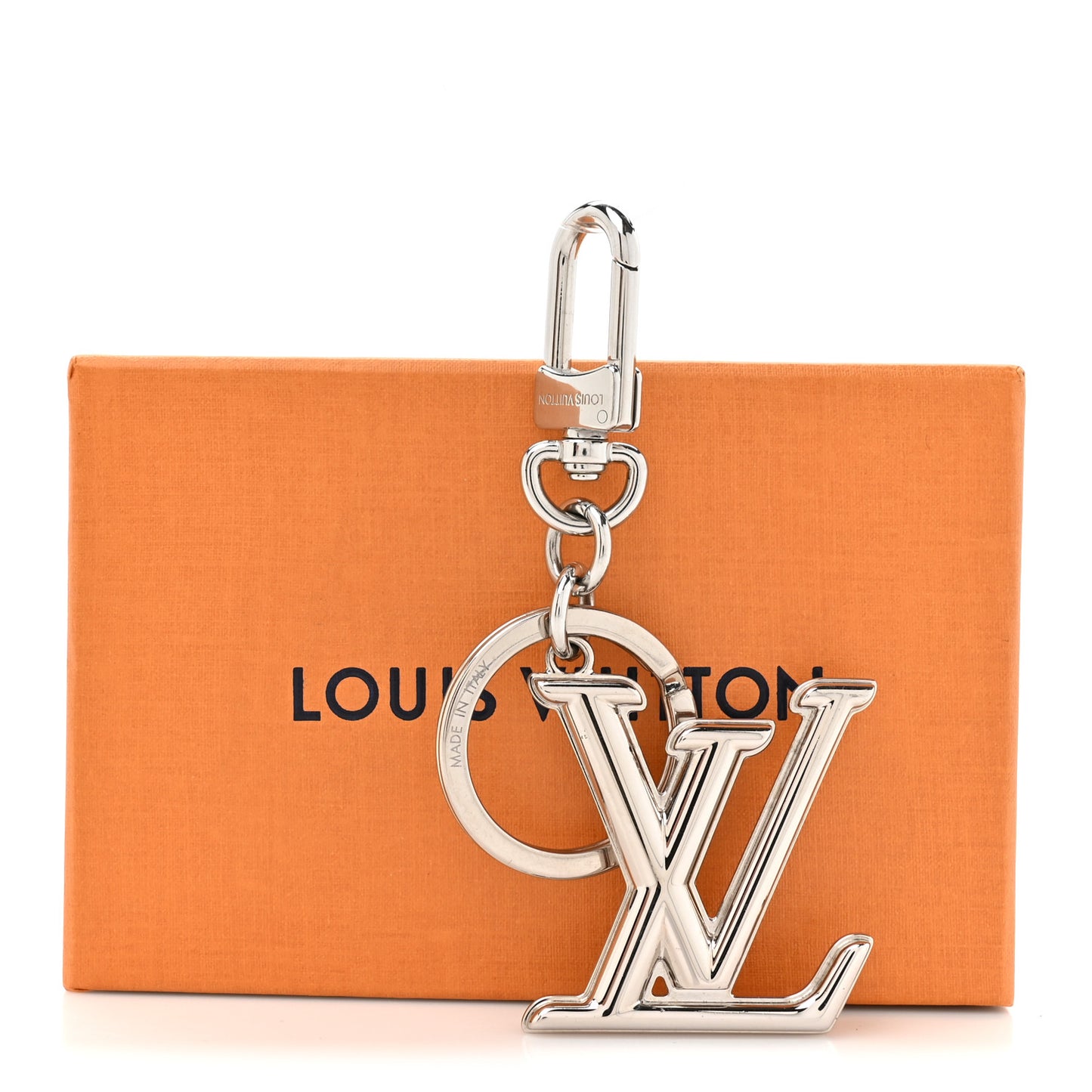 Zamac Palladium LV Dimension Bag Charm Key Holder Silver