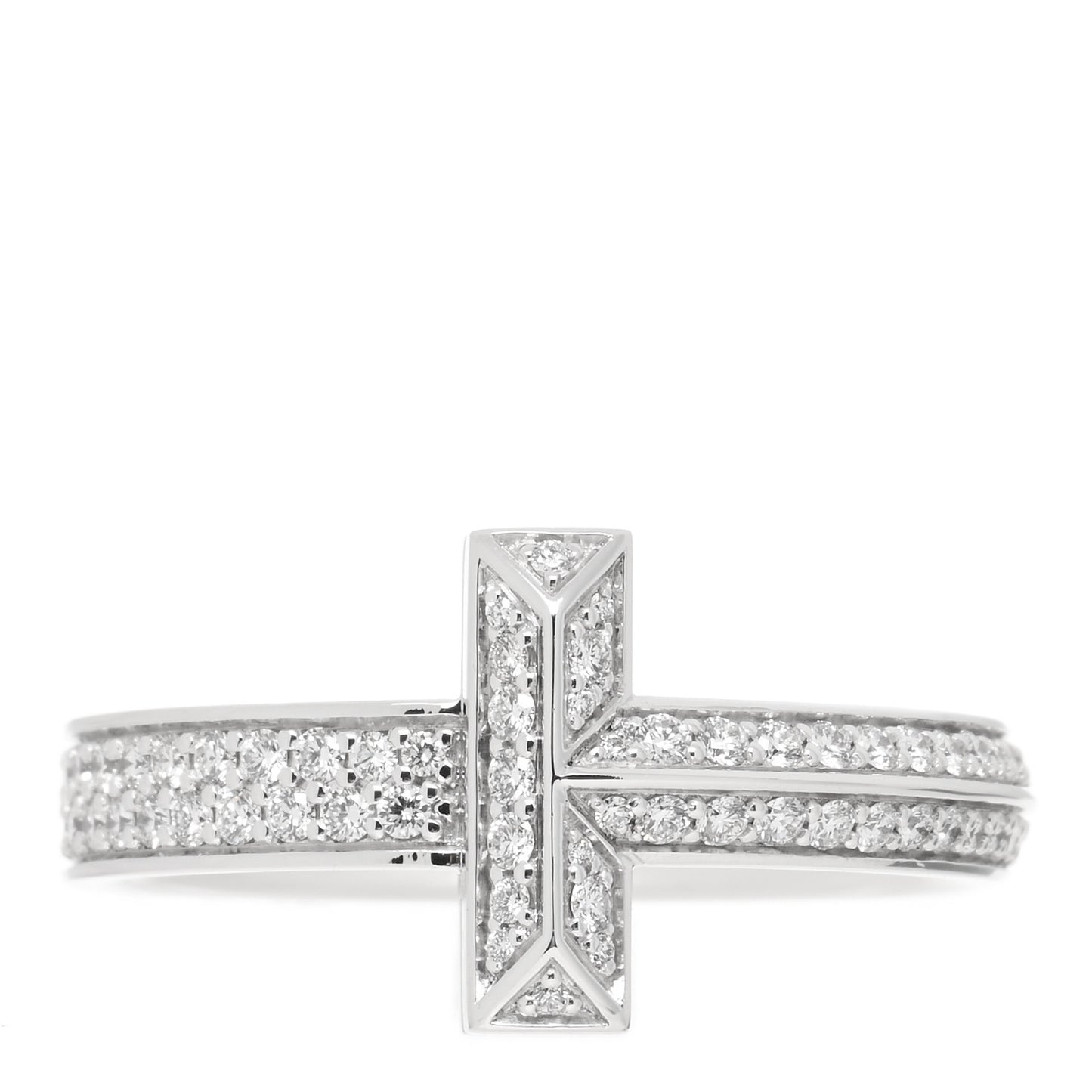 18K White Gold Diamond T T1 Wide Ring 67 11.75