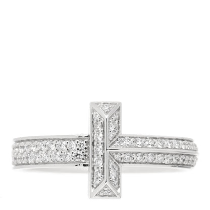 Tiffany 18K White Gold Diamond T T1 Wide Ring 67 11.75 1 of 5