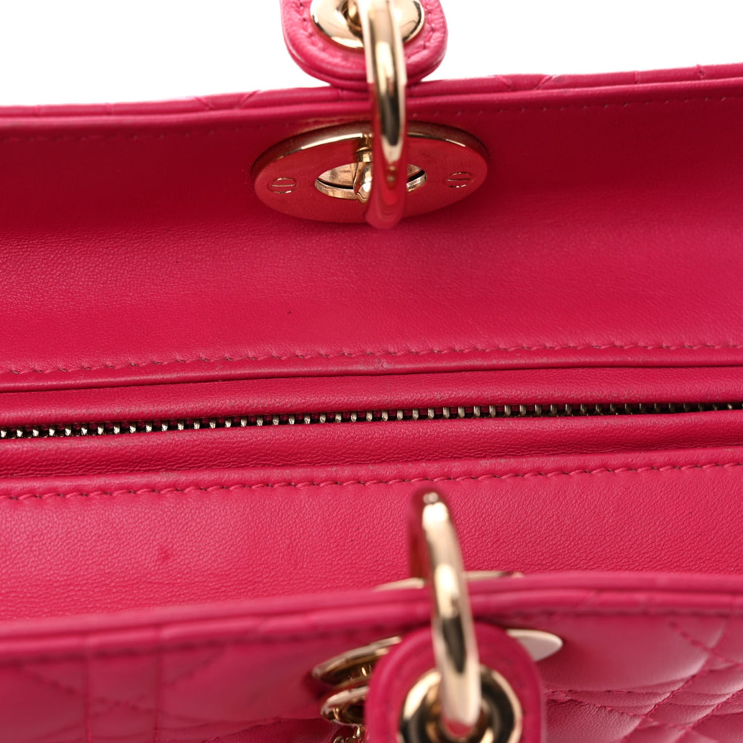 Lambskin Cannage Large Lady Dior Fuchsia