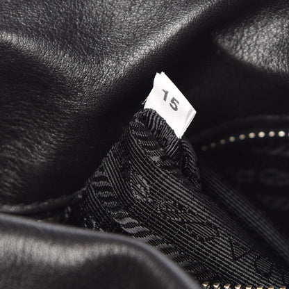 Prada Tessuto Nylon Vitello Shoulder Bag Black 7 of 9