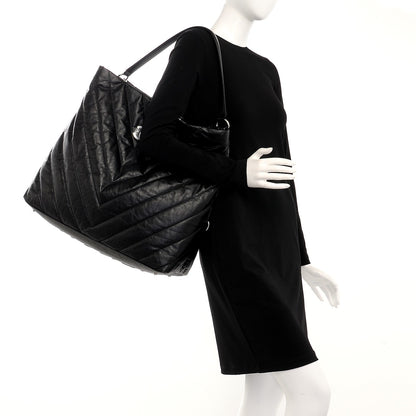 Chanel Aged Calfskin Chevron Large Big Bang Hobo Black 2 of 8