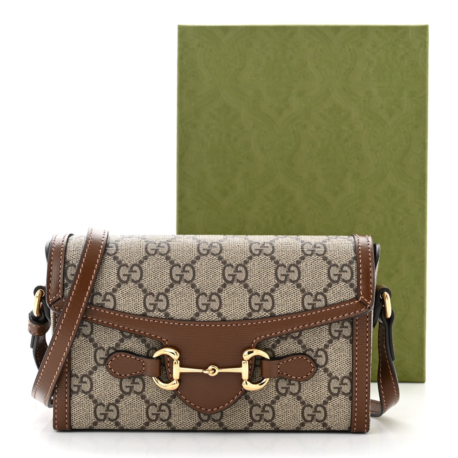 Gucci GG Supreme Monogram Mini Horsebit 1955 Shoulder Bag Beige Brown Sugar 11 of 11
