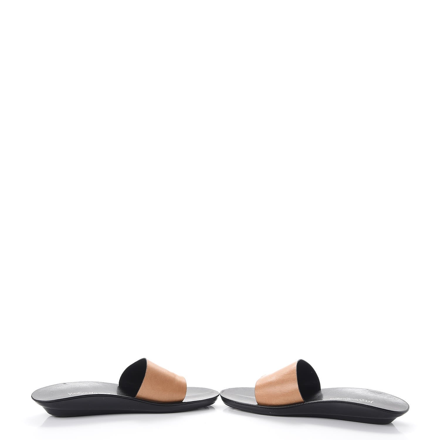 Saint Laurent Calfskin Pool Slide Sandals 10 Black Beige 5 of 16