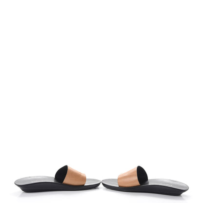 Saint Laurent Calfskin Pool Slide Sandals 10 Black Beige 5 of 16