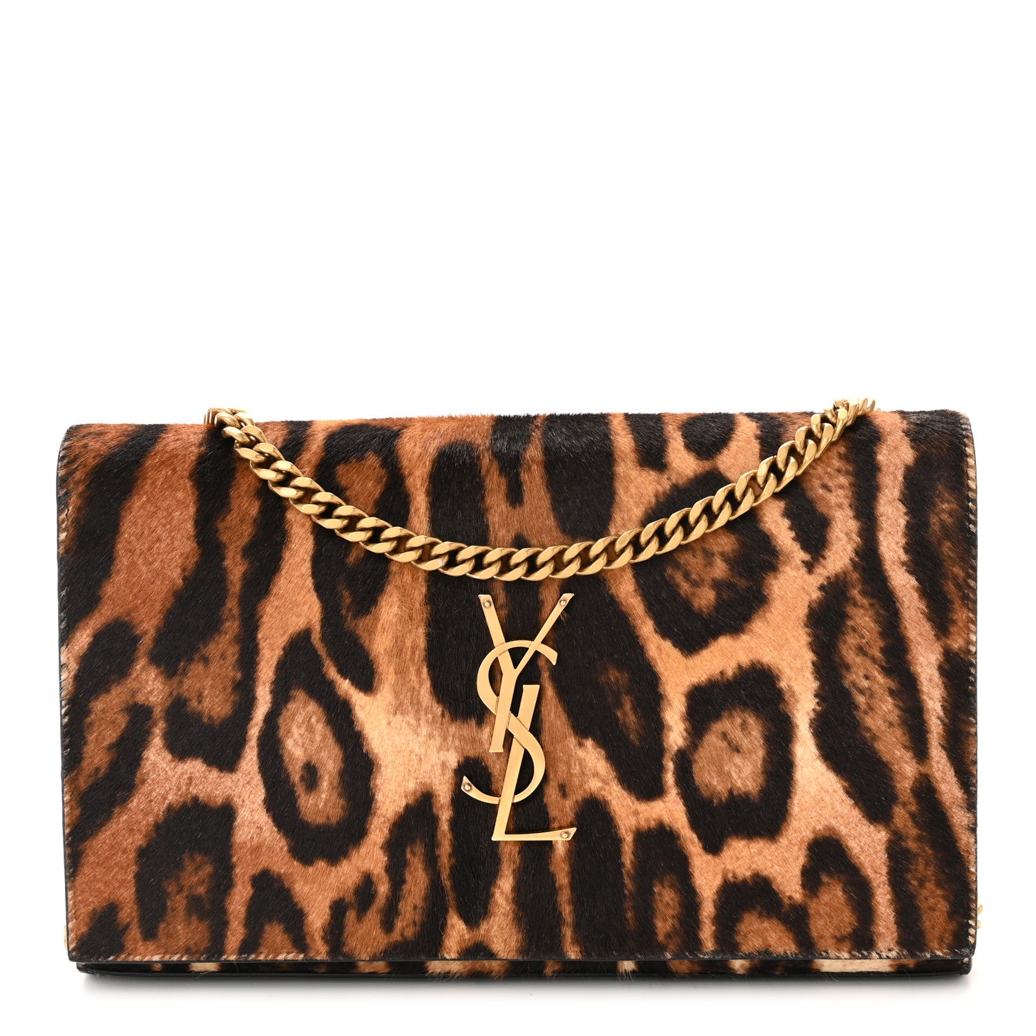 Saint Laurent Calf Hair Monogram Chain Wallet Leopard 1 of 12