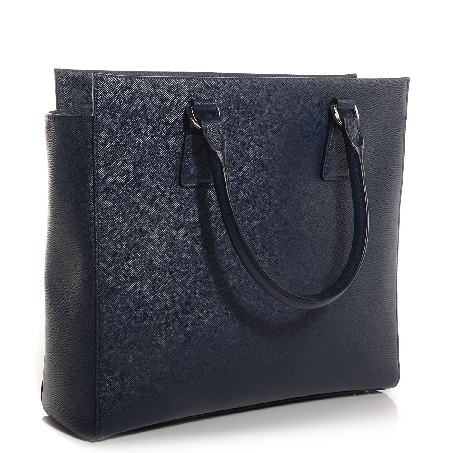Prada Saffiano Lux Double Handle Shopping Tote Baltico 3 of 10
