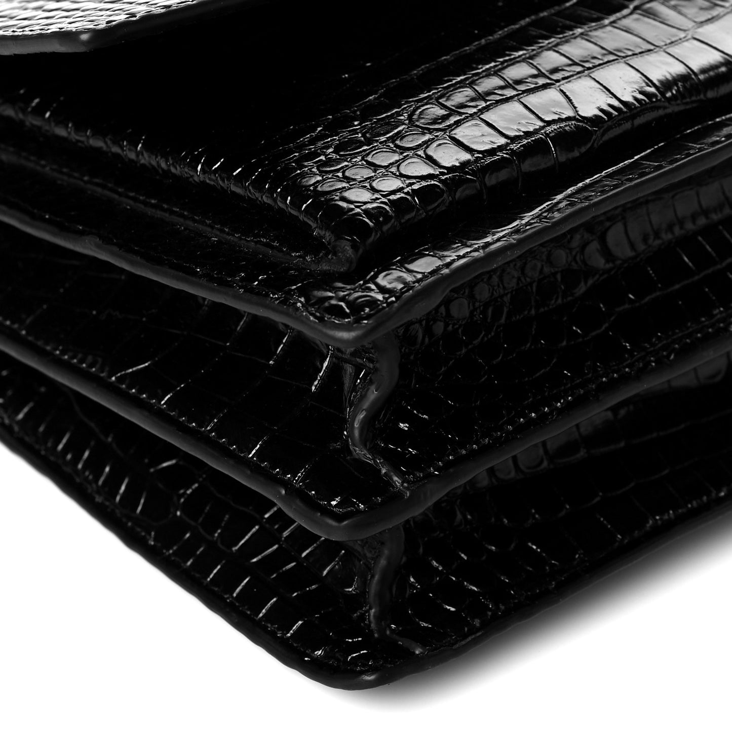 Calfskin Crocodile Embossed Medium Monogram Sunset Black