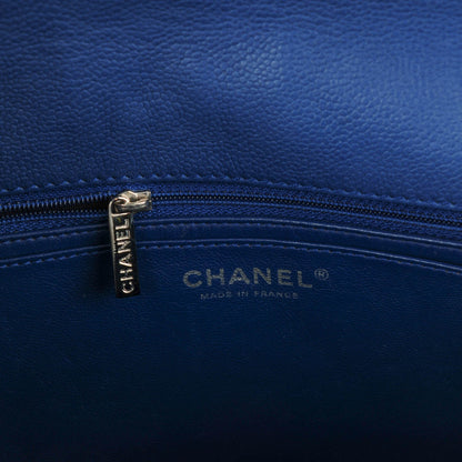 Chanel Washed Caviar Quilted Jumbo Single Flap Blue 7 of 8