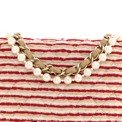 Chanel Jersey Quilted Medium Coco Sailor Flap Red White 8 of 10
