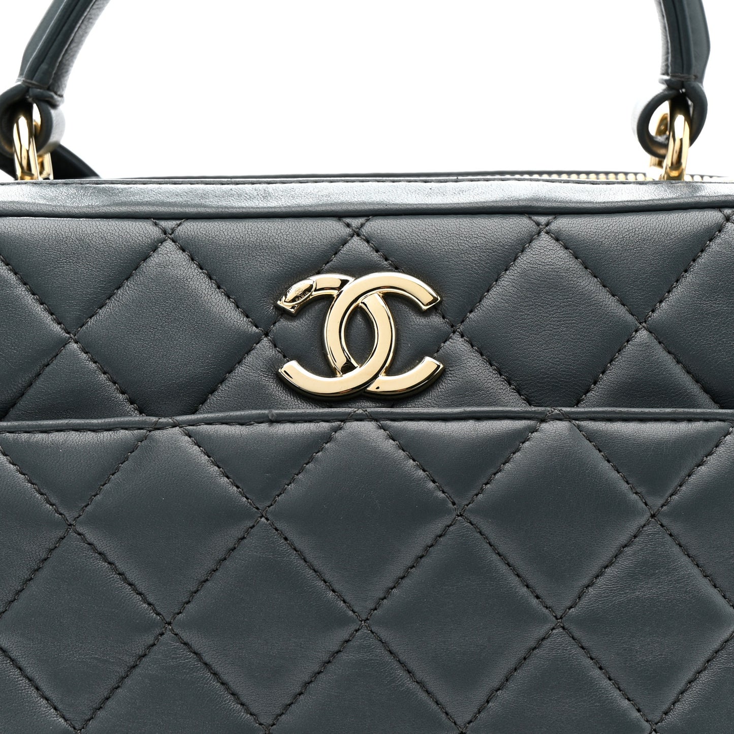 Lambskin Quilted Medium Trendy CC Bowling Bag Grey