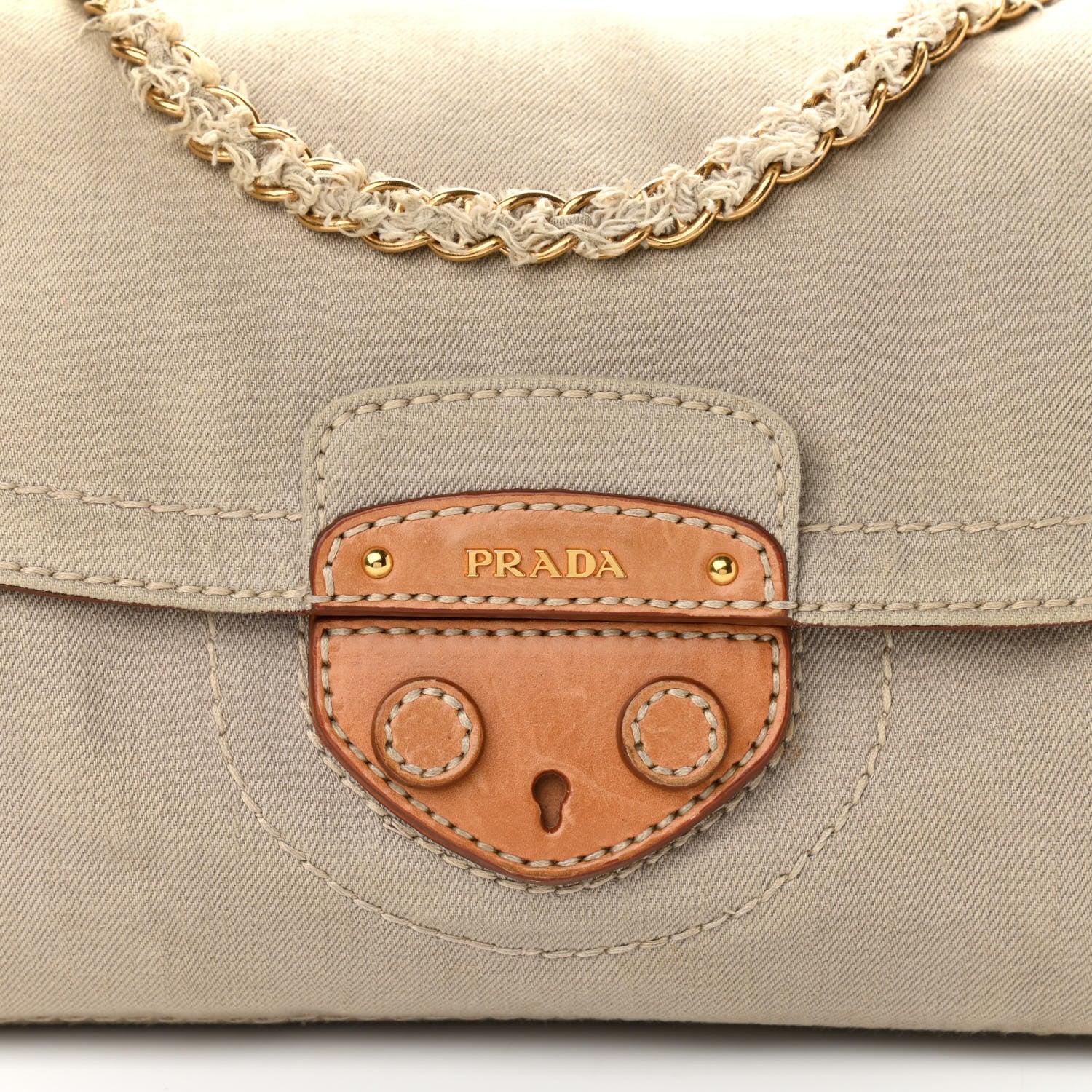 Prada Canapa Cinghiale Chain Flap Naturale Cuoio 8 of 12