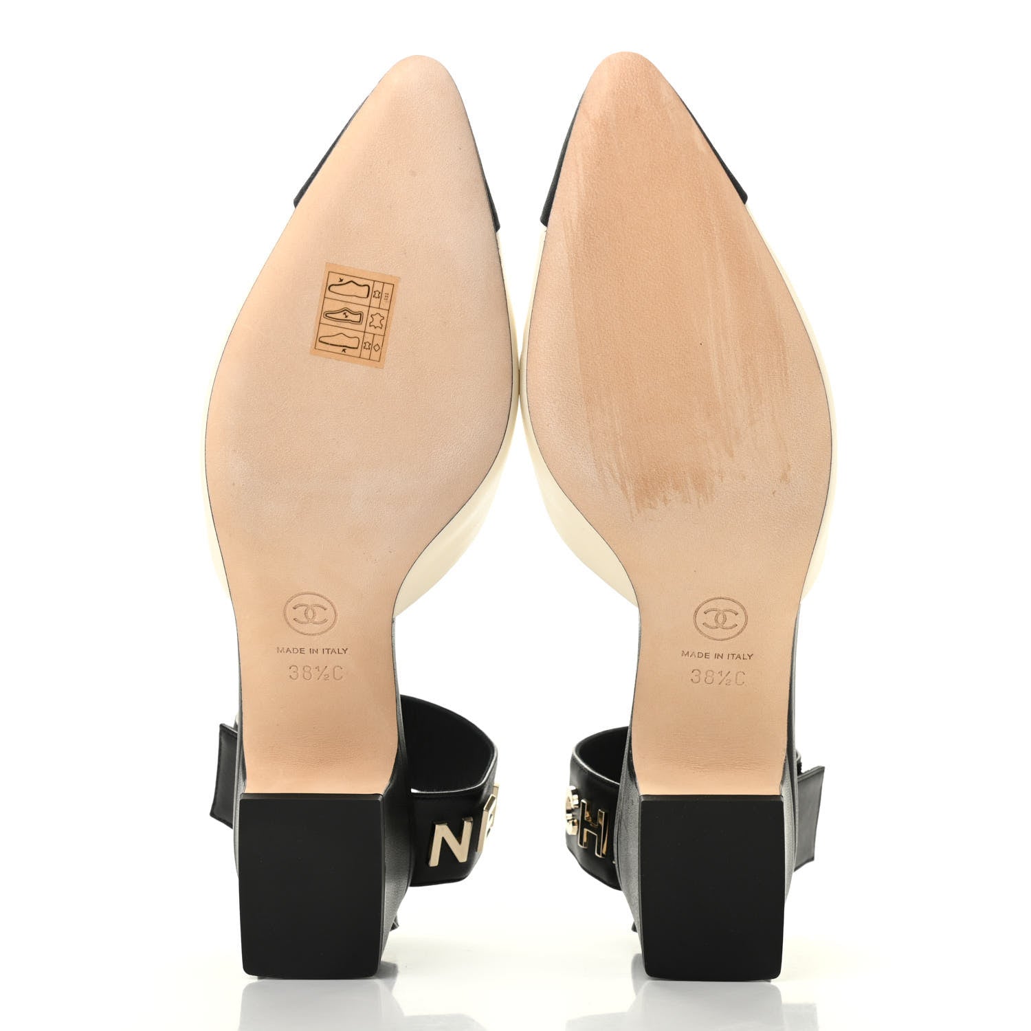 Chanel Lambskin Grosgrain Cap Toe Logo Ankle Strap Pumps 38.5 White Black 5 of 8