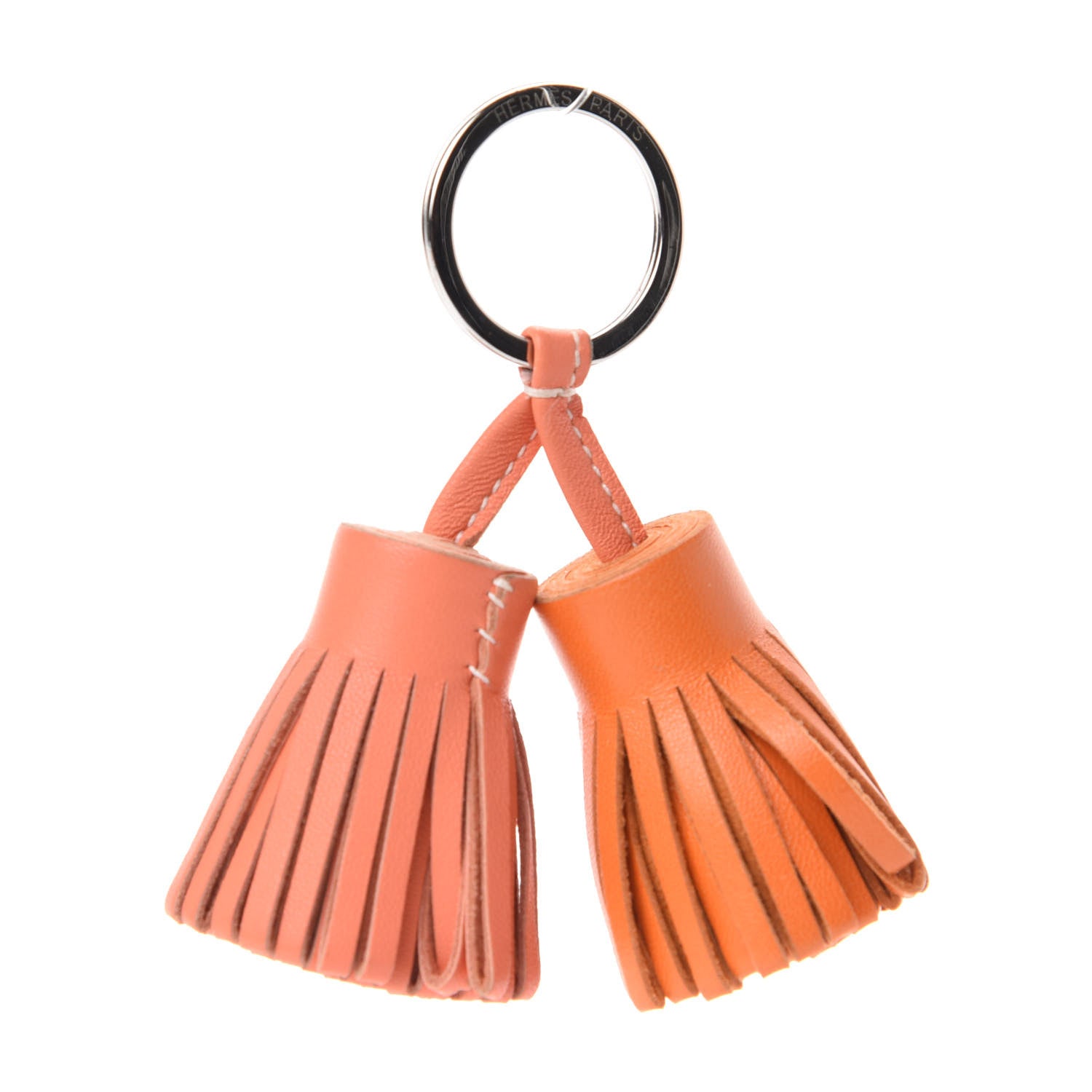 Hermes Lambskin Carmen Uno-Dos Key Holder Orange Crevette 1 of 3
