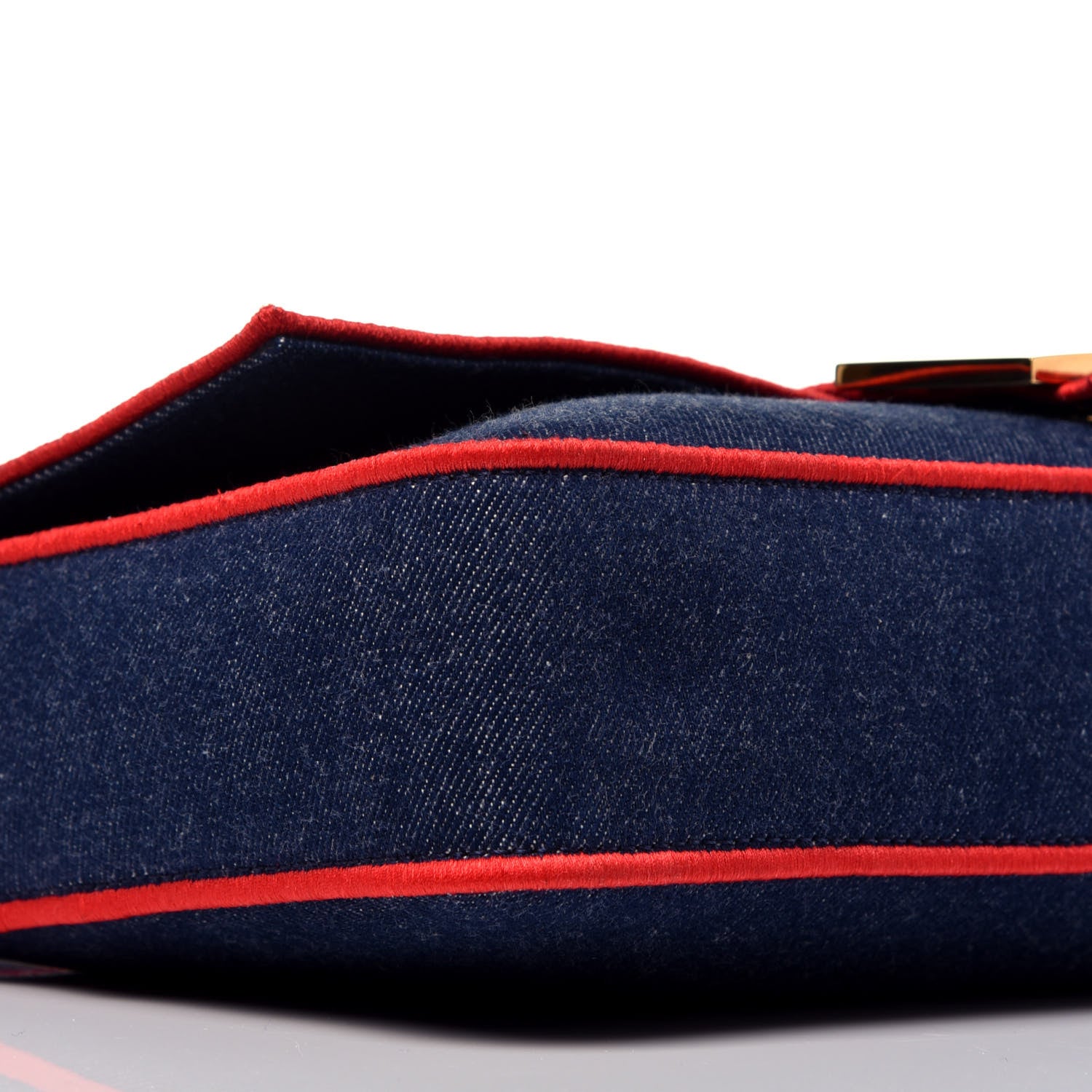 Fendi Denim Large Baguette Blue Rosso 9 of 10