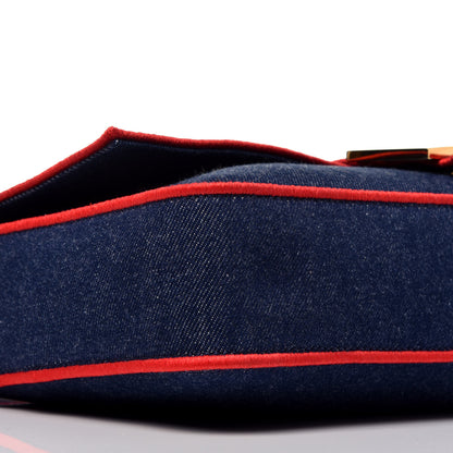 Fendi Denim Large Baguette Blue Rosso 9 of 10