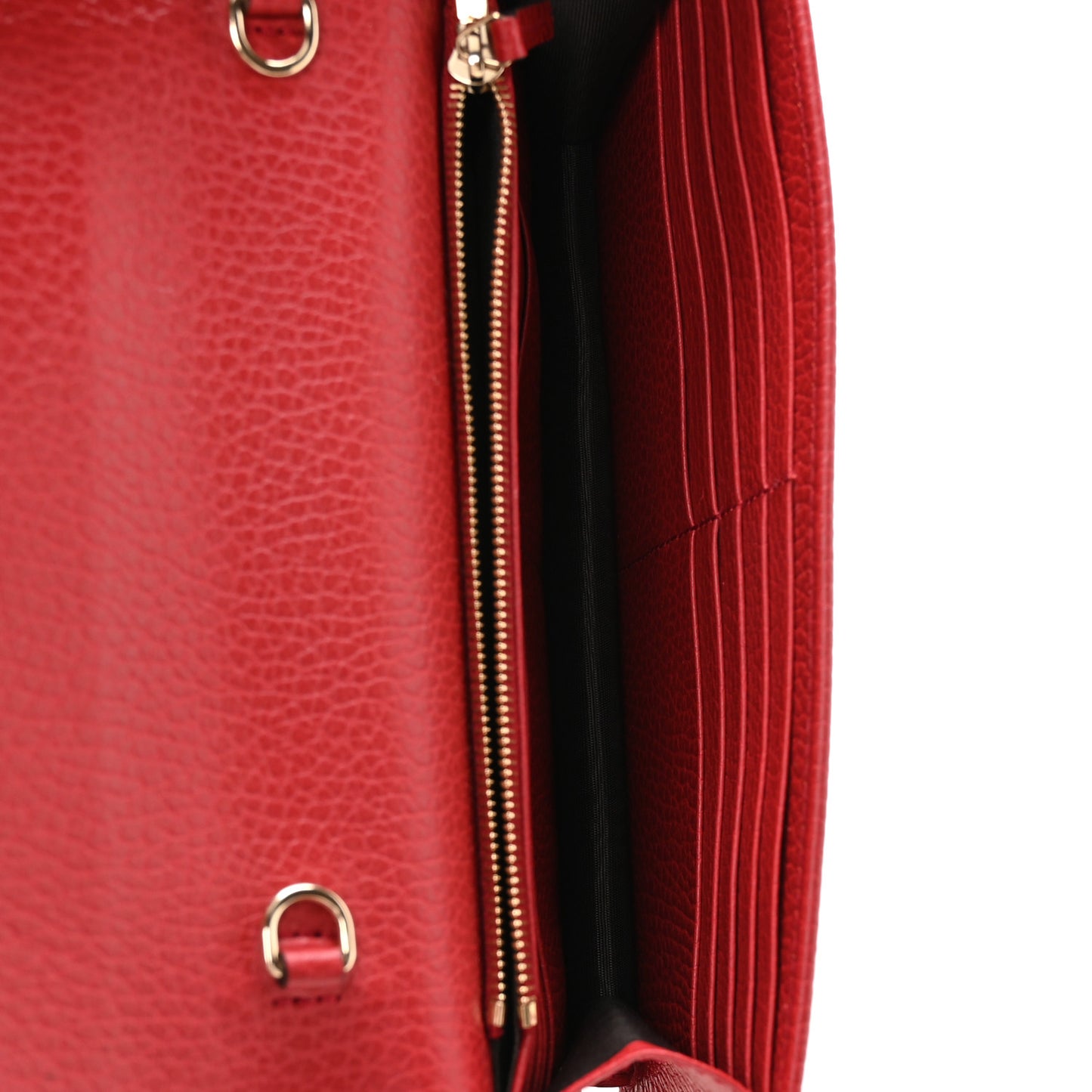Dollar Calfskin Interlocking G Chain Wallet Red