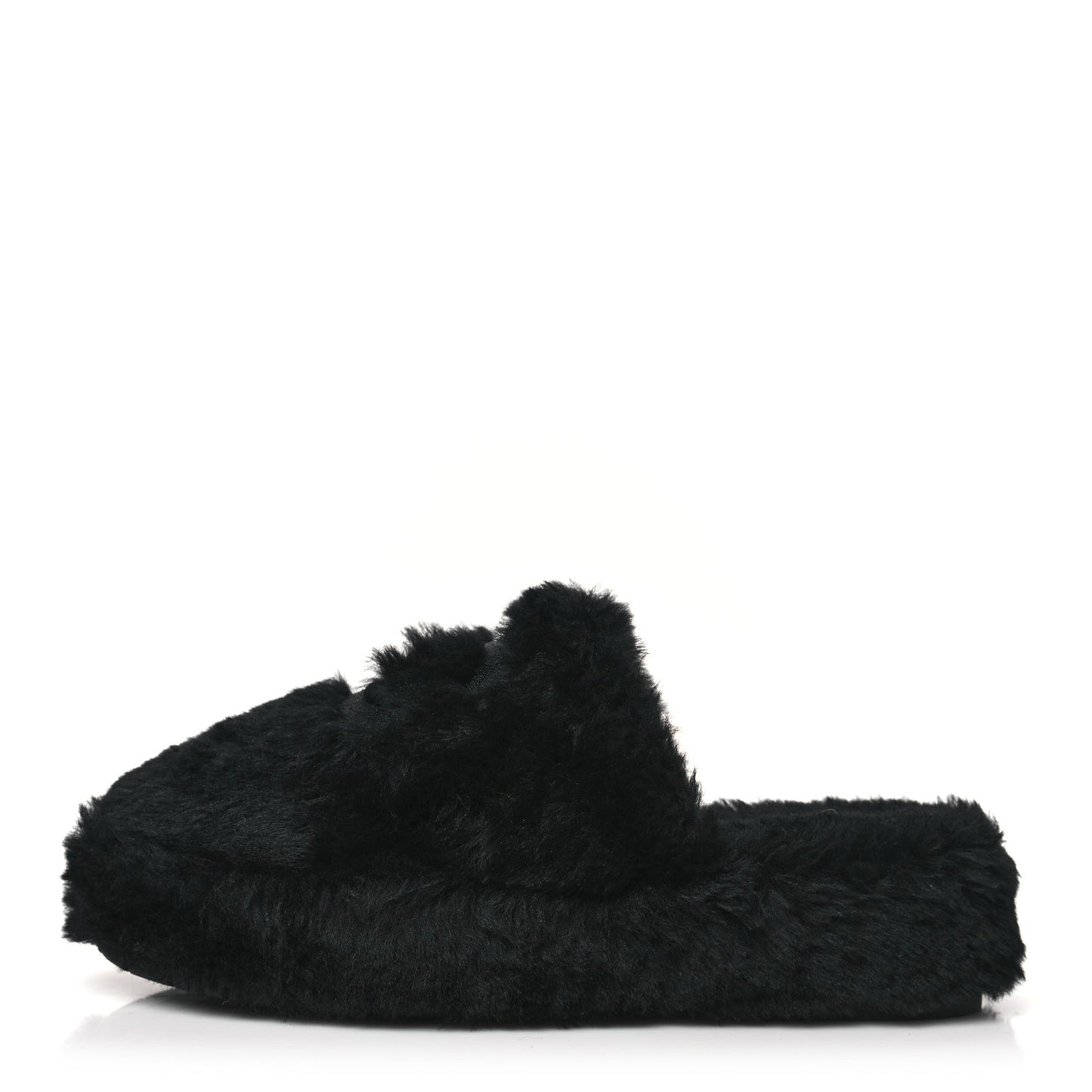 Shearling CC Flat Mules 37 Black