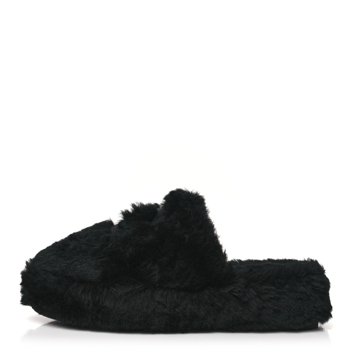 Chanel Shearling CC Flat Mules 37 Black 1 of 18