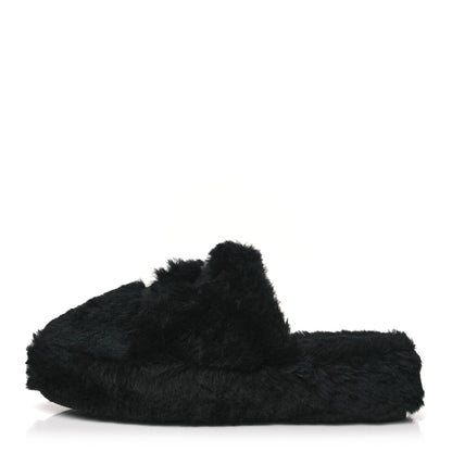 Chanel Shearling CC Flat Mules 37 Black 1 of 18