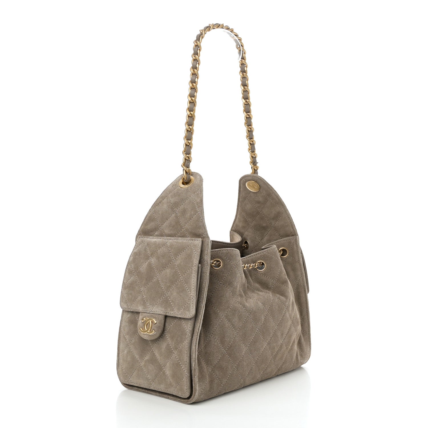 Chanel Suede Quilted Small Chanel 25 Handbag Dark Grey 3 of 11