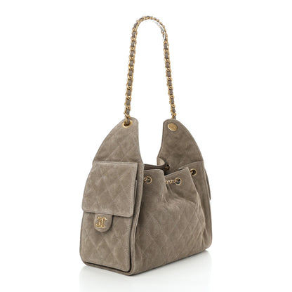 Chanel Suede Quilted Small Chanel 25 Handbag Dark Grey 3 of 11