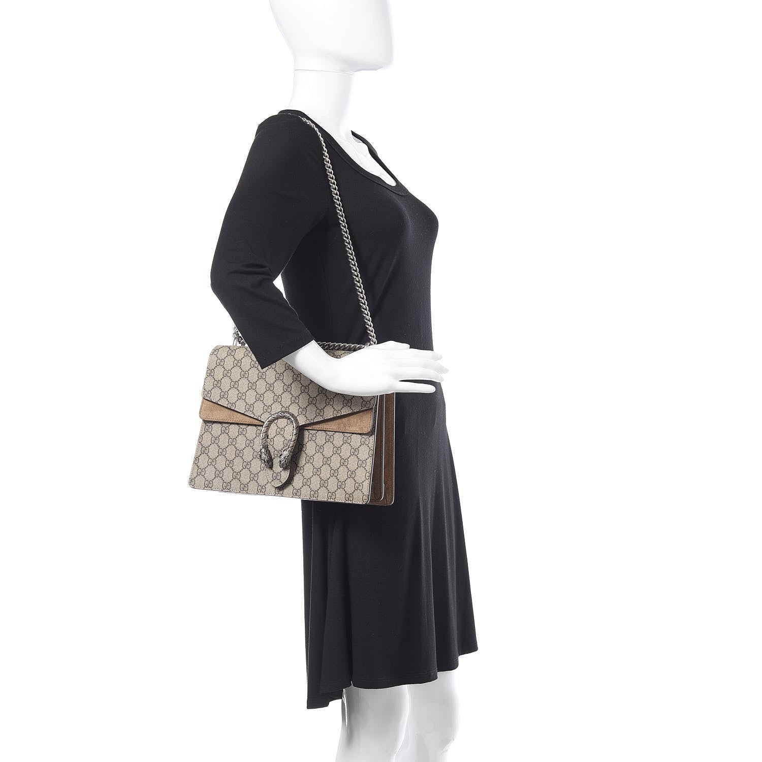 Gucci GG Supreme Monogram Medium Dionysus Shoulder Bag Taupe 2 of 10